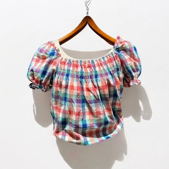 🌻Modcloth Smocked Summer Madras Crop Top  Size Small - Picture 1 of 10